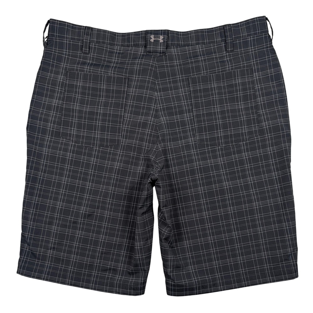 Under Armour Golf Shorts Mens 40 Black Grey Plaid Performance Flat Front Chino